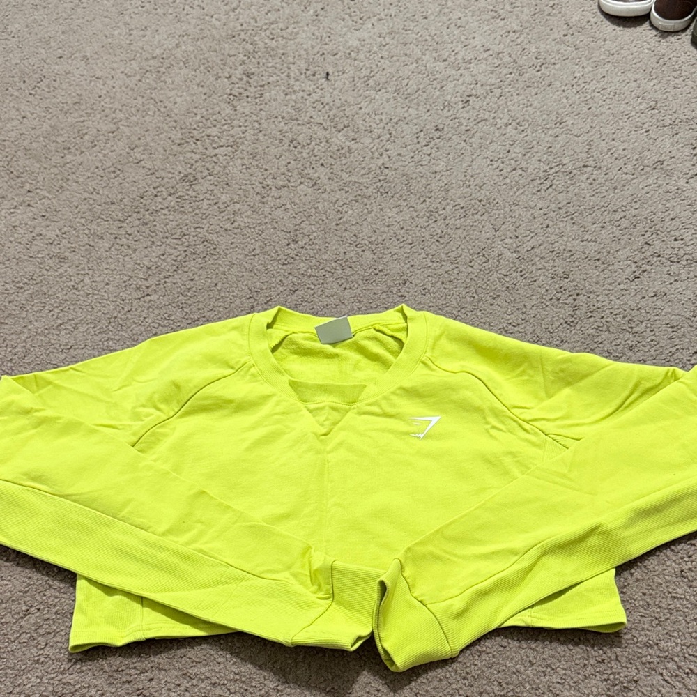 Bright Yellow Long Sleeve Crop Sweatshirt